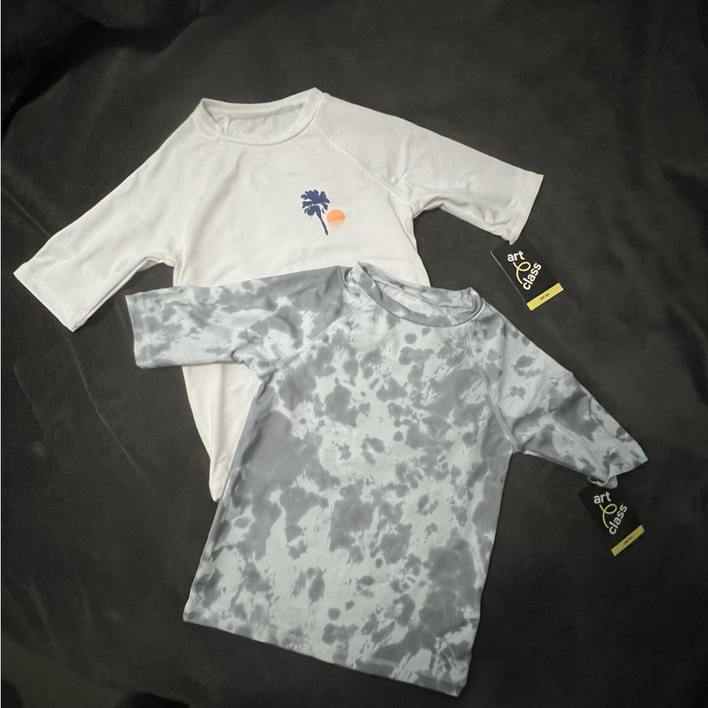 (Final Price) Boy’s Art Class Tie Dye & Palm Print Rash-guards Swim Shirts